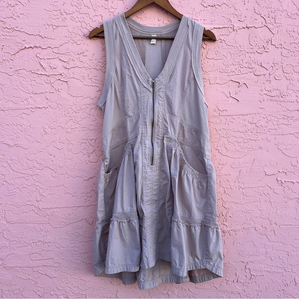 Daily Practice by Anthropologie Trek Utility Mini Dress Taupe Cotton Size MP